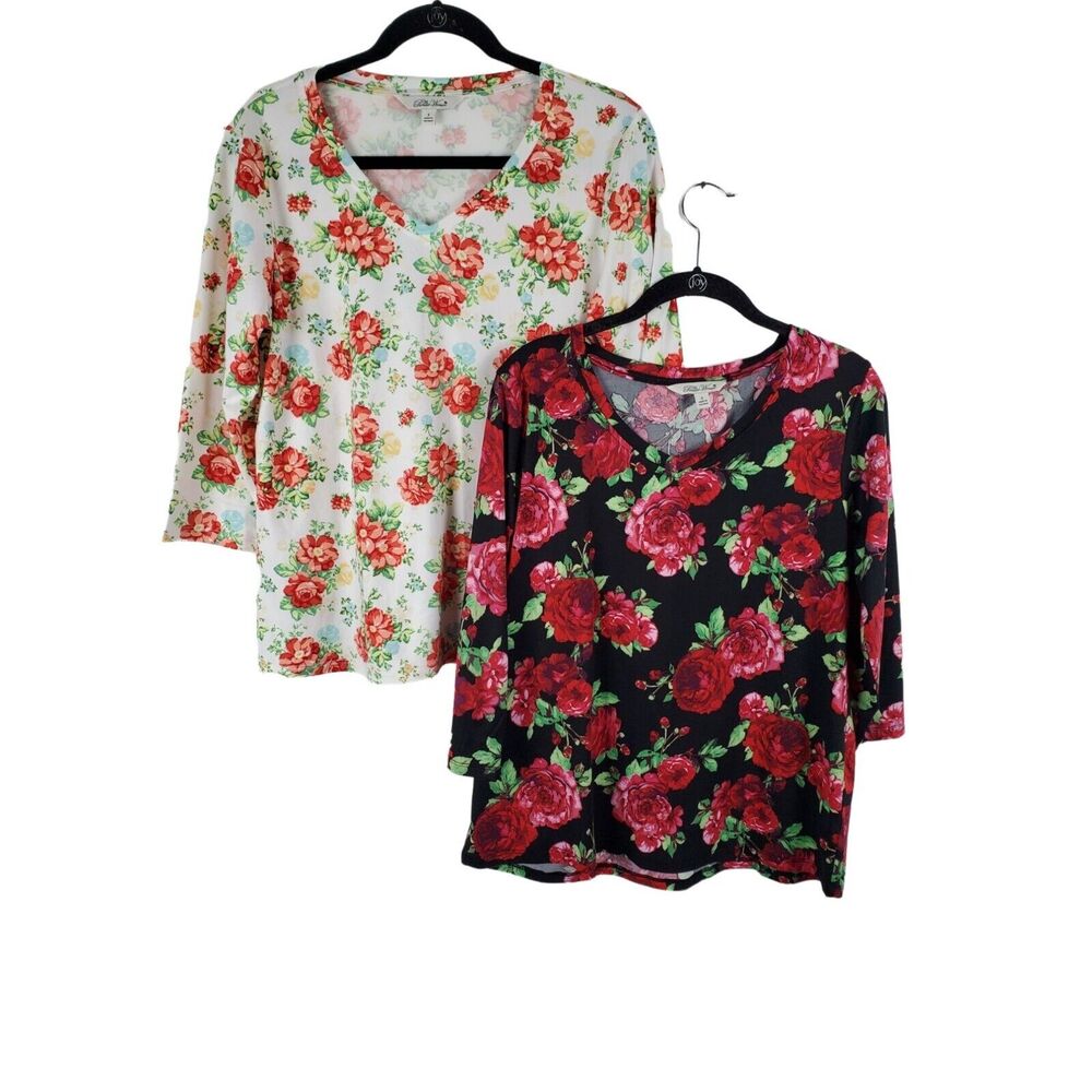 The Pioneer Women Long Sleeve Top Bundle Small Womens Floral V Neck Lot Of 2 Top